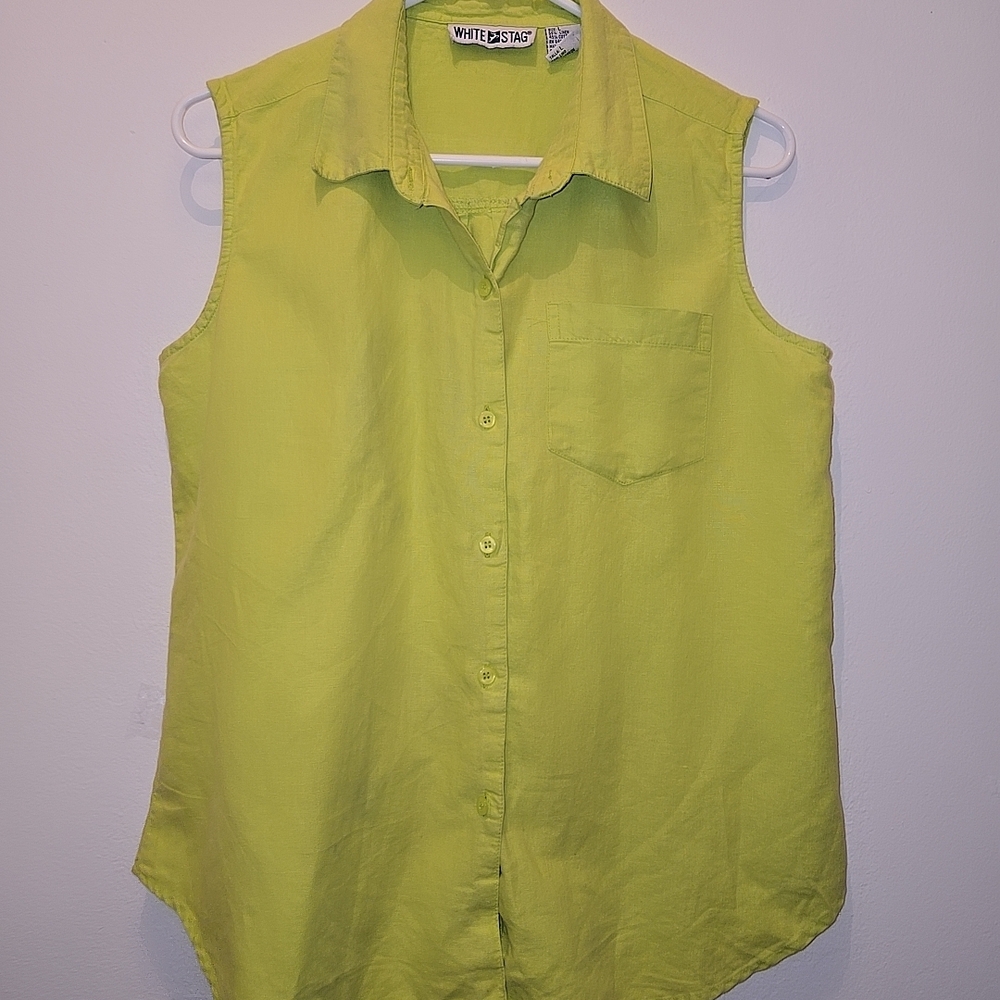 White Stag Yellow Sleeveless Button Down Shirt